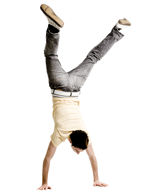 Man posing in handstand position